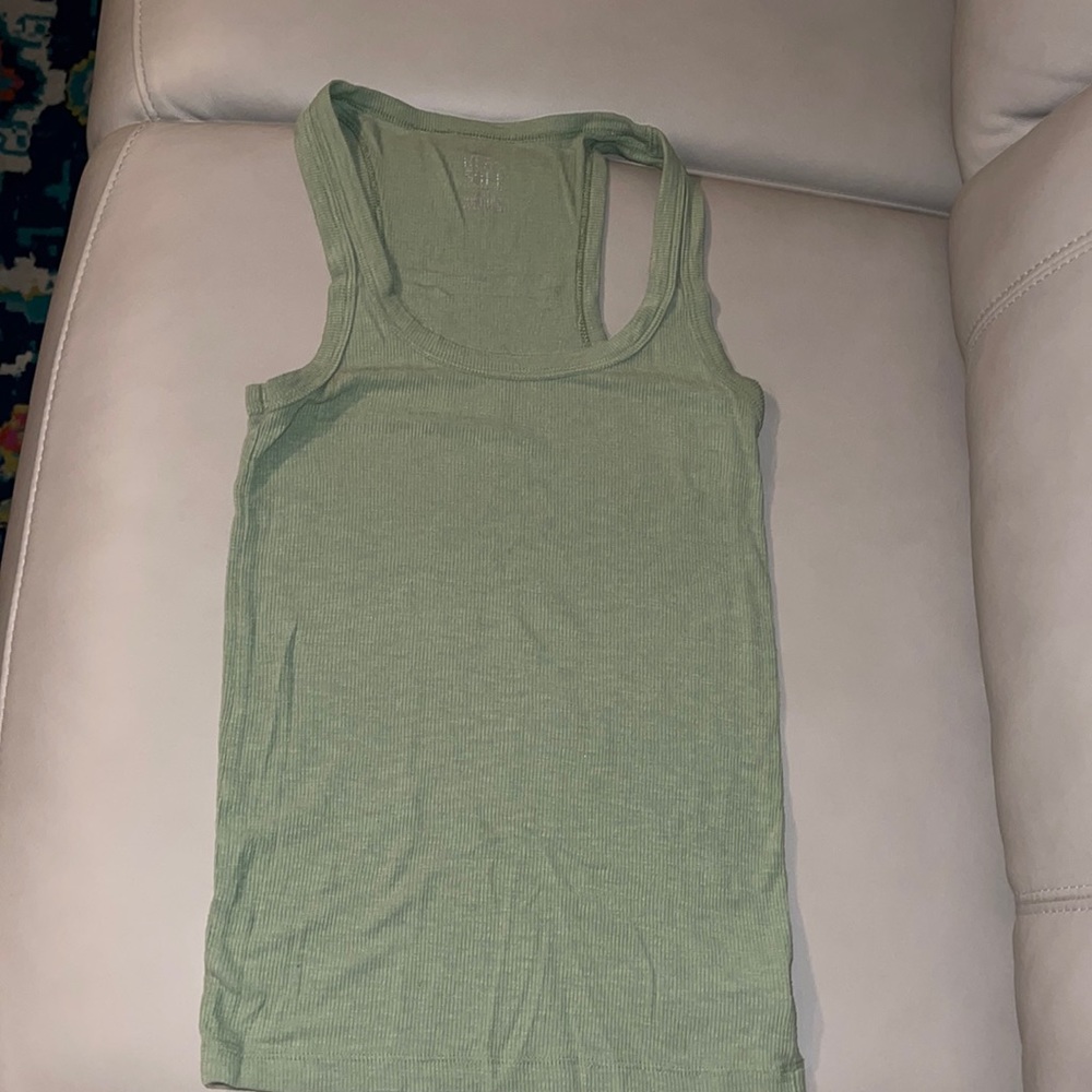 Green ribbed aerie tank